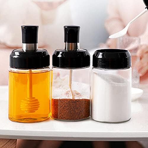 Shiyong стакло за зачинување на резервоарот кујна чиста шишиња за зачини со пиперка лажица зачинети тегли масло четка мед диспензерот