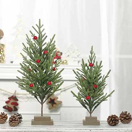 Супер празник 2 парчиња Мала вештачка елка, таблети Мали мини Божиќни украси, за домашно место за забави за забави.