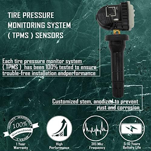 Сензор за систем за набудување на притисок во гумите во гумите - сет на сензори за притисок на гумите 315MHz TPMS од 1, компатибилен со Buick