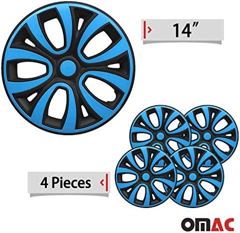 ОМАК WHEEL RIM COVER HUBCAPS | Додатоци за автомобили 14 инчи ОЕМ стилови на центри за 4 парчиња сет | Автоматско замена на гуми за надворешни капаци црно со