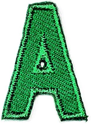 Мини зелена буква v Печ Азбука букви А-З цртани филмови Везени везени шие на лепенка за облека за облека за облека, спортски или кампови, значки