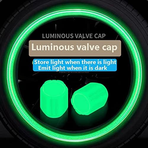Циотоли 4PCS сјај во вентилот за темни гуми CPAS светлечки тркала Воздухопловни капаци покриваат универзален флуоресцентен осветлен матични