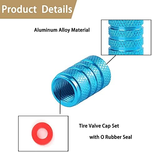 5 парчиња садови за вентили за гуми за автомобили, капаче за вентил од алуминиумски гуми, поставено со гумен заптивка, универзална