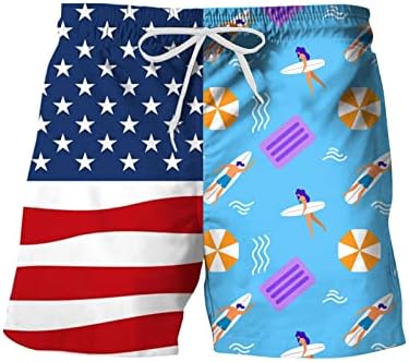 Шорцеви за мажи од табла лето случајно влечење во САД знаме печатење шорцеви за капење Ден на независност Патриотски плажа