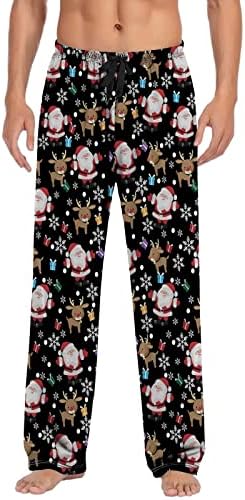 Менс пижама панталони Божиќна истегнување на ирваси на ирваси за графички панталони плус големина влечење долги панталони за дневни
