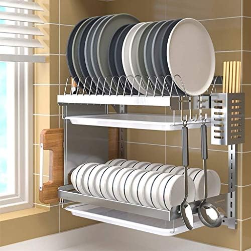 Фехун мијалници, решетката за сушење на садот ， кујнски решетка, 201 wallид од не'рѓосувачки челик, 2-слој, решетката за садови