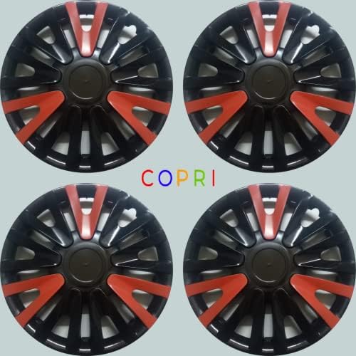 Копри сет од покривка од 4 тркала од 13 инчи црно-црвено-црвено-црвено-hubcap snap-on одговара на фиат
