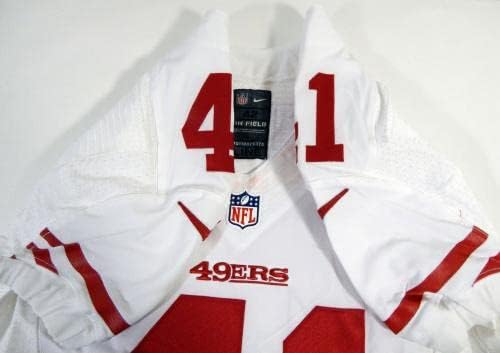 година Сан Франциско 49ерс Антион Бетеа 41 Игра издадена бела маичка DP16471 - непотпишана игра во НФЛ користена дресови