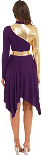 Shinsto жени металик блок во боја пофалби танцов фустан Обожава литургиски туничен здолниште Лирска танцувачка облека