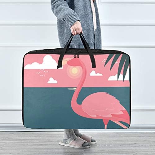Н / А Торба За Складирање Облека Под Креветот За Јорган-Голем Капацитет Убава Торба За Организатори На Птици Фламинго Со Патенти Украсни