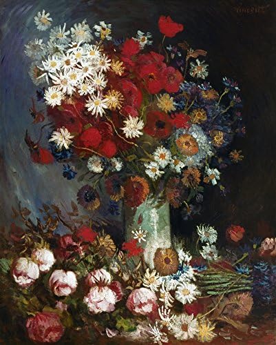 Van gogh мртва живот 1886 година Nstill Life со ливада цвеќиња и масло од рози на платно од Винсент ван Гог 1886 Постер Печати од Постери