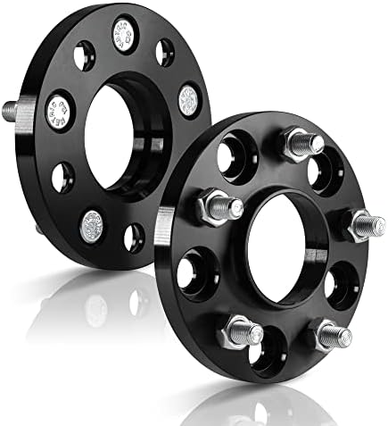 CustomAdeOnly 2 парчиња 0,59 15мм црно центрични растојанија на тркала Адаптери за завртки за завртки 5x115 Теч на нишка 14x1.5 Компатибилен