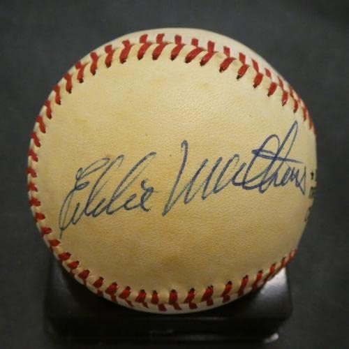 Хенк Арон Еди Метјус потпиша официјален бејзбол во НЛ со целосно писмо на ЈСА - автограмирани бејзбол