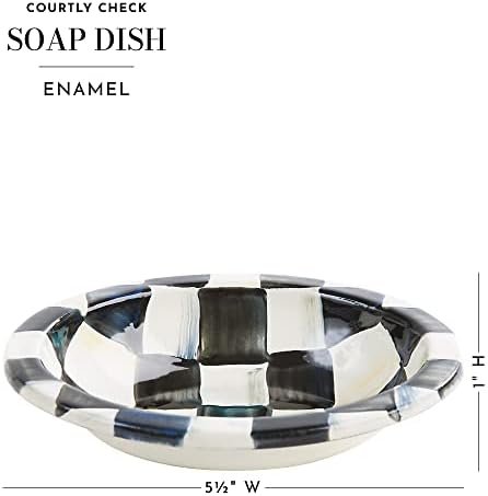 Mackenzie-Courtly Check Check Enaamel Soap чинија, симпатичен држач за сапун-бар за употреба на бања и кујна