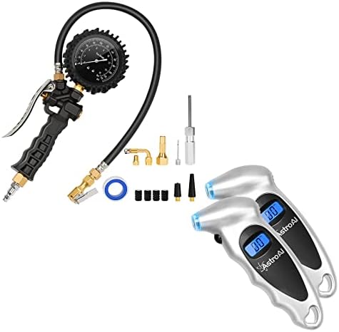Механички мерач на притисок на гуми Астроа 230psi со инфлатор на гуми и мерач на притисок на дигитални гуми за дигитална гума