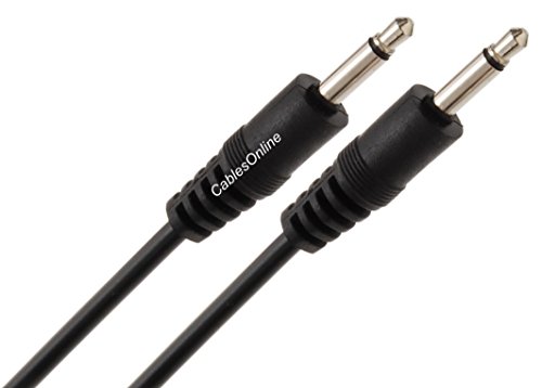 CableSonline 6-инчен 3,5 мм моно ТС Аудио машко до машки обликуван краток црн скокач со црн скокач, АМ-100С