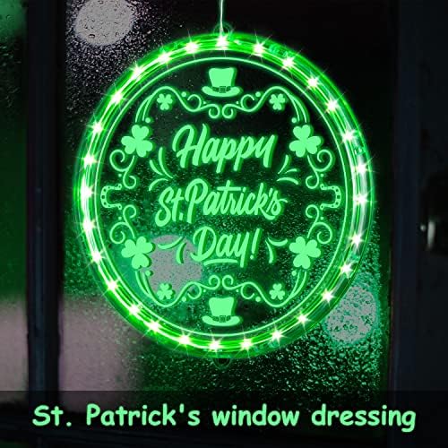 Светло за декорација на Денот на Свети Патрикс, светло, осветлена зелена LED светло батерија управувана за ирска среќна забава