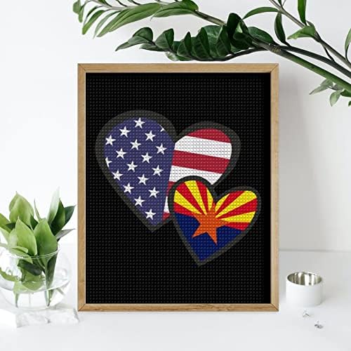 Преплетувачки срца Американски државно знаме на Аризона Декоративни комплети за сликање на дијаманти Смешно 5д DIY целосна вежба дијамантски точки слики дома декор