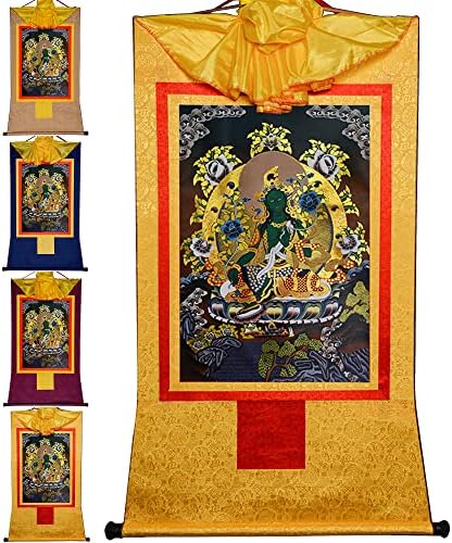 Gandhanra Green Tara, Khadiravani, Jetsun Dolma, Tibetan Thangka Sainting Art, будистичка брокада на Танга, Буда таписерија со свиток,