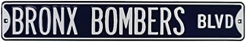 Бронкс Бомбардери Бул Официјално Лиценциран Автентични Челик 36х6 Сина &засилувач; Белата Улица Знак