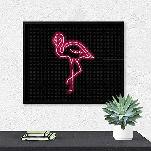 Пинк Фламинго Неонски Дијамант Сликарство Колекции 5D DIY Целосна Вежба Кристал Уметност Ѕид Декор За Возрасни 16 x20