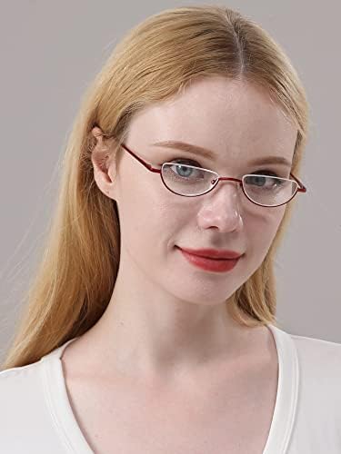 Reavee 4 пакувања половина леќи за читање очила за жени ретро дизајнерска легура пролетна шарка метална рамка половина читатели на месечина