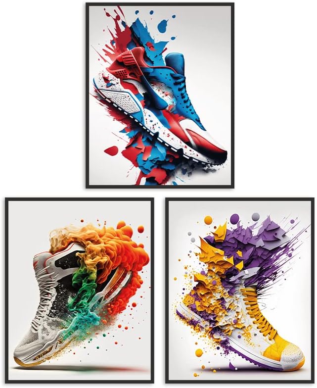 Постери за патики на Hypebeast Sneakerhead сет од 3 нерасположени возбудливи простории декор кул постери за момци постер за чевли за спална