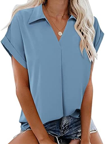 Есенска летна маица за женска облека со краток ракав v вратот искина потресена основна блуза 6J 6J