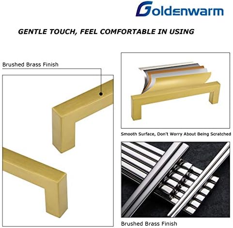Goldenwarm 25 пакет 7 1/2 инчен златен кабинет влече модерен квадратен бар четкан месинг фиока за влечење хардвер од не'рѓосувачки челик