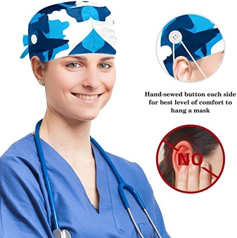 Медицинска медицинска сестра капачиња долга коса, шема на стрела Бохо со Dreamcatcher Прилагодливо работно капаче со копчиња