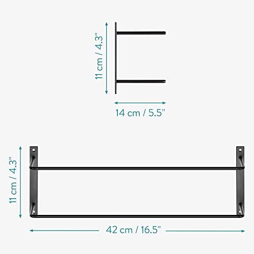 Црна марка на Наварис - 16,5x5.5x4.3 Wallид монтирана со 2 -железнички решетки за пешкири - Railелезничка за сушење на пешкири за двојни