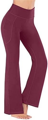 Mrgiinri женски подигање јога панталони со џебови, 2023 мода со висока половината за контрола на стомакот