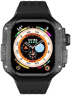 НЕЈЕНС Луксузен Транспарентен Случај За Apple Watch Ultra 49mm Мод Комплет Флуорорубер Спорт Ремен Бенд за iwatch 8 Pro Ултра Модификација