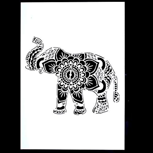 САМ Декоративен Слон Мандала Матрица Шаблон За Сликање На Ѕидови Мебел Занаети