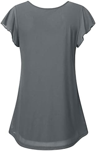 жените лцепси Кријат Врвови Од Стомачна Туника Обични Обични Плисирани Блузи Маици Со Кратки Ракави На Екипажот За Носење Со Хеланки