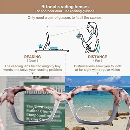 Bifо Бифокално читање очила за жени големи преголеми очила за читање сина светлина блокирајќи го пролетниот читател Широк квадратен рамка