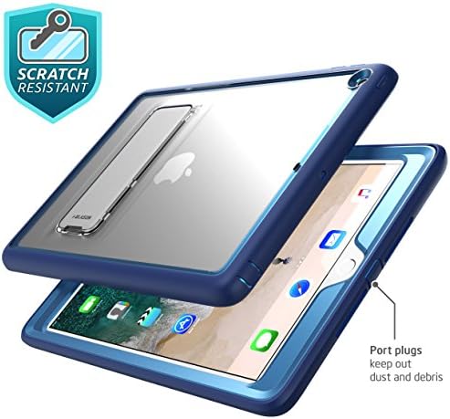 I-Blason Case за iPad 9,7 инчи 2017/2018, Ares Series Kickstand Full-Body Rugged Clear Clast Case со вграден заштитник на екранот и двоен слој
