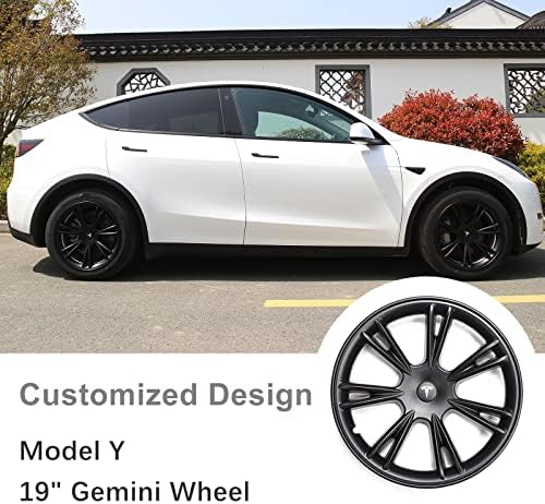 Powlamks 19-инчни гемински тркала опфаќа HubCap за Tesla 2020 2021 2022 Model Y венчиња, капачиња за замена