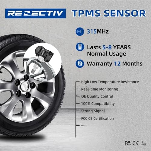 Замена на сензорот RENECTIV TPMS за Chrysler Dodge Jeep RAM, 315MHz Систем за набудување на притисокот на гумите за OE56053030AC,