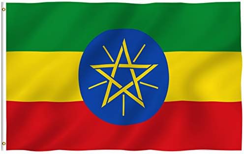 Anley Fly Breeze 3x5 Feet Ethiopia Flag - живописна боја и избледена доказ - заглавие на платно и двојно зашиени - полиестер
