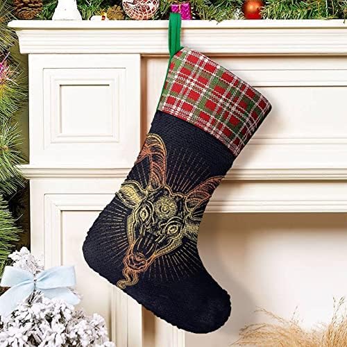 Бафомет Сатана коза Секвен Божиќ за Божиќни празници Реверзибилни бои Промена на магичен фонд за Божиќно дрво Камино виси чорапи