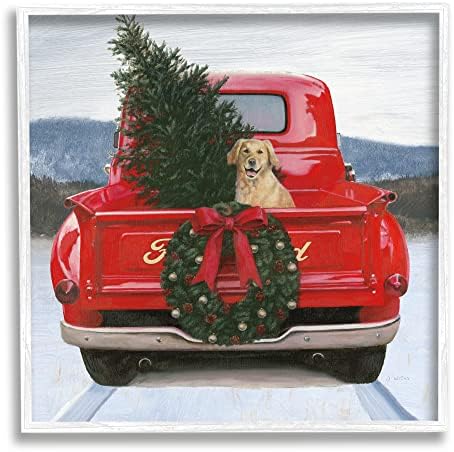 Службена индустрија за елки и кучиња црвен камион што вози снежна сцена, дизајн од Jamesејмс Виенс