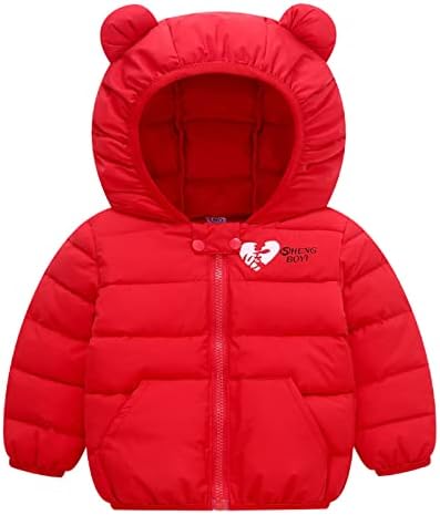Детско деца бебешки момчиња девојки зимски ветровоидни топло loveубовно печатење палто мечки уши со качулка со палто на момчето