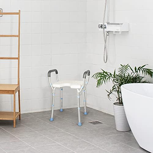 Прилагодлив стол за туширање со оасиспејс со отстранливи раце 300 bs, тешка тавана за клупа за туширање со бесплатна асистенција за грабнување,