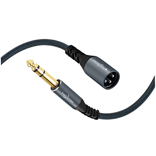 Двоен долг XLR машки до 1/4 TRS стерео аудио кабел 30ft, плетенка Jackек 6,35мм до машки XLR 3pin кабел