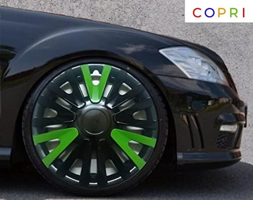 Копри комплет од 4-та тркала од 14 инчи црно-зелена Hubcap Snap-on одговара на Hyundai
