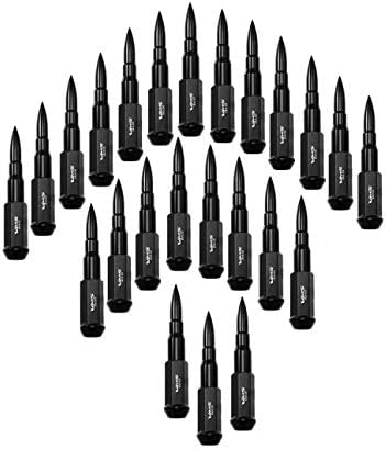 True Spike 14x1.5 24PC 124mm ладни фалсификувани челични лапчиња со црни продолжени совети за куршуми CNC алуминиум компатибилен