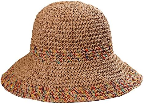 Женска слама сончева капа ткаена корпа капа риболов капа плажа капа за преклопување летни капачиња