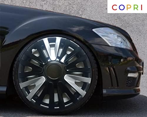 Копри сет од покривка од 4 тркала од 14 инчи сребрено-црно Hubcap Snap-on одговара на BMW