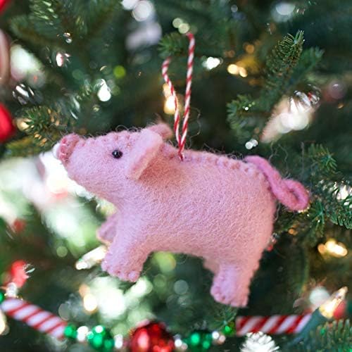 Божиќен украс за свињи рачно изработени волна почувствувана волна